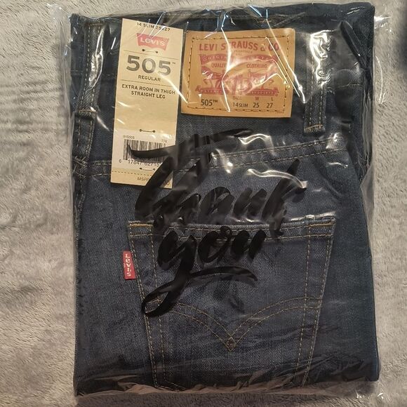 Levi's 505 14 Slim 25" × 27" Extra Room In The Thigh Straight Leg Jeans - Picture 7 of 9